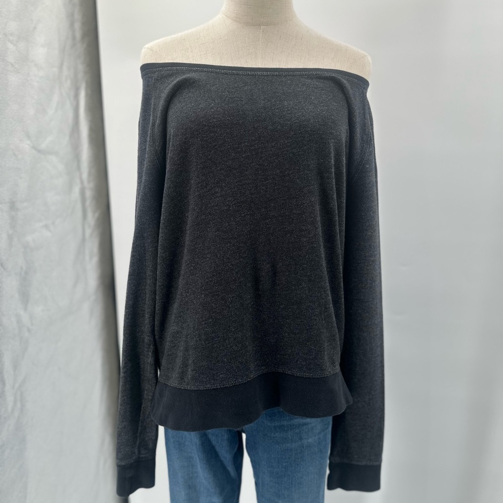 Pact 100% organic cotton Off-Shoulder Black Lightweight Sweater - Picture 4 of 9